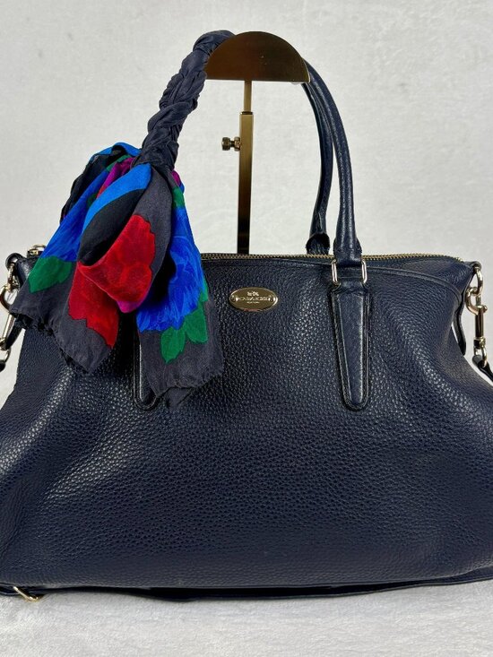 Coach Handbags - Coach Morgan Satchel in Midnight Navy Blue with Scarf